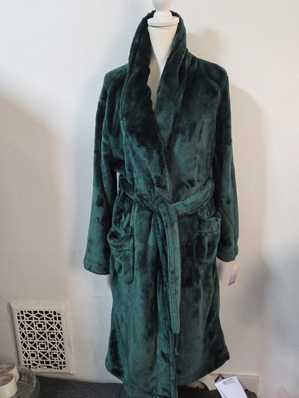 Plush Forest Green Women's Robe - Soft Shawl Collar Bathrobe Size XL/XXL NWT